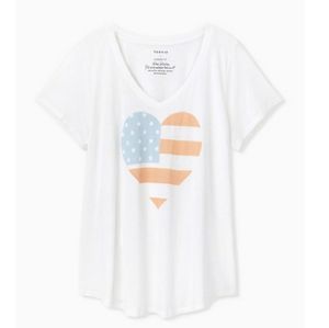 Torrid American Flag Heart Tee Graphic White 18/20